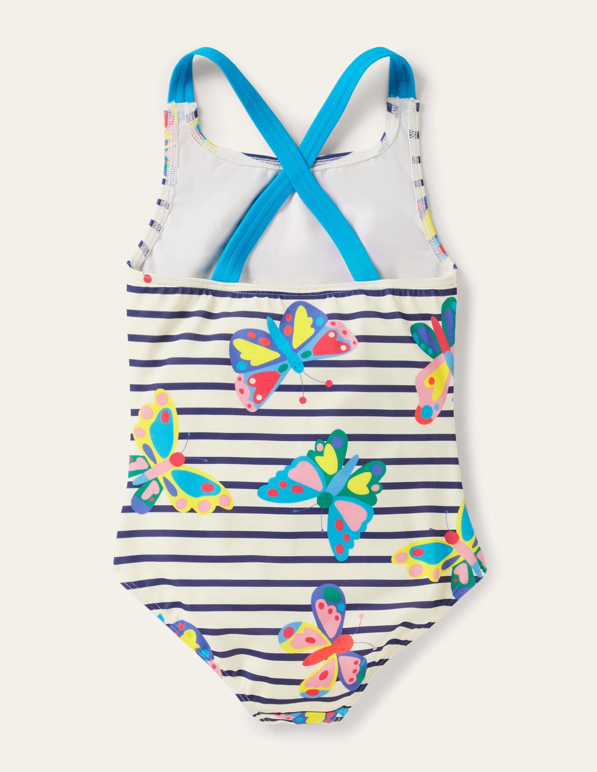 Maillot de bain imprimé croisé dans le dos-Marinière papillon multi - Image 2