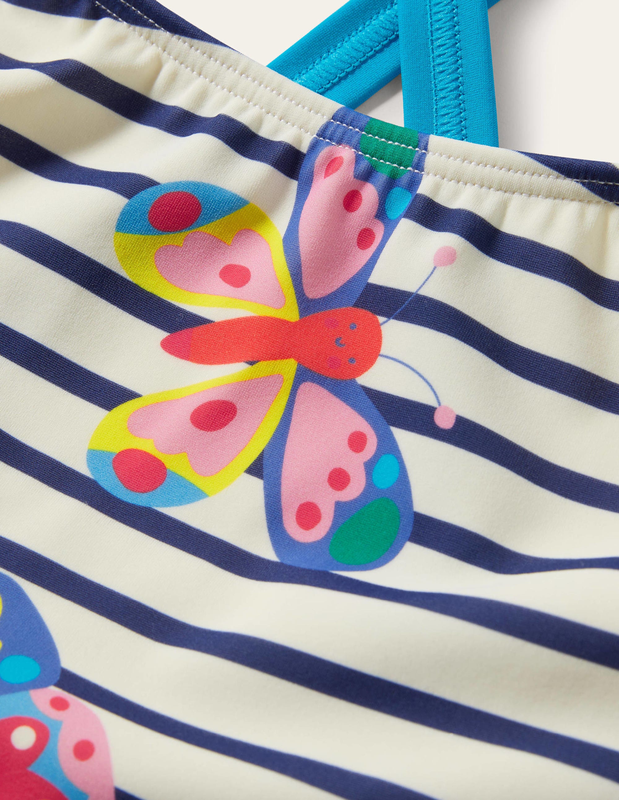 Maillot de bain imprimé croisé dans le dos-Marinière papillon multi - Image 3