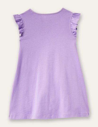 Lilac Frill Sleeve Appliqué Dress-Asternviolett, Tutu-Tiere