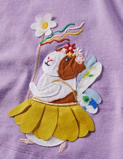 Lilac Frill Sleeve Appliqué Dress-Asternviolett, Tutu-Tiere