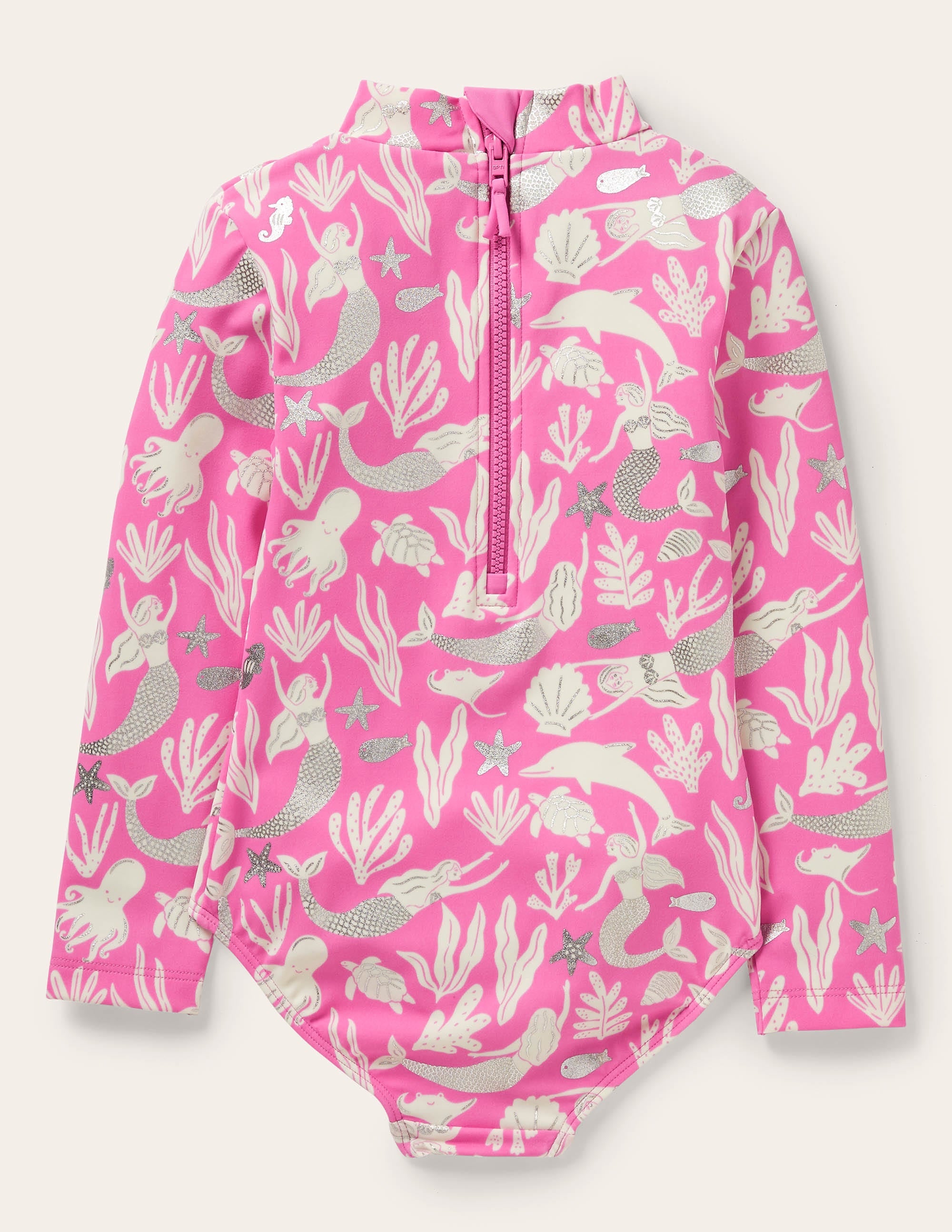 Langärmliger Badeanzug mit Rüschen-Erdbeereisrosa, Meerjungfrau - Image 2