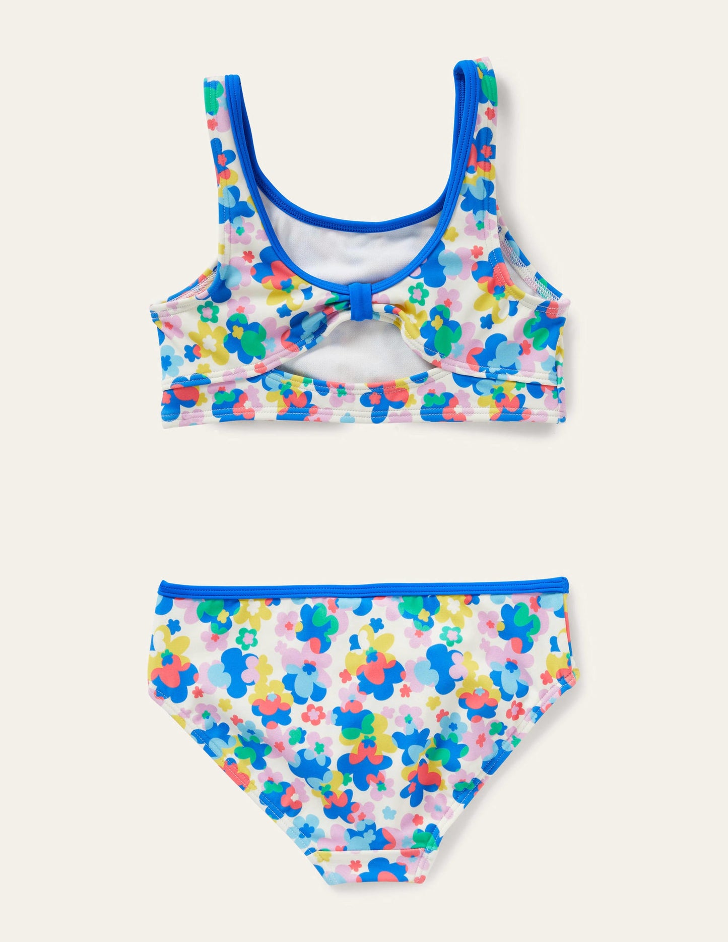 Bikini mit Knotendetail hinten-Bunt, Fröhliches Blumenmuster