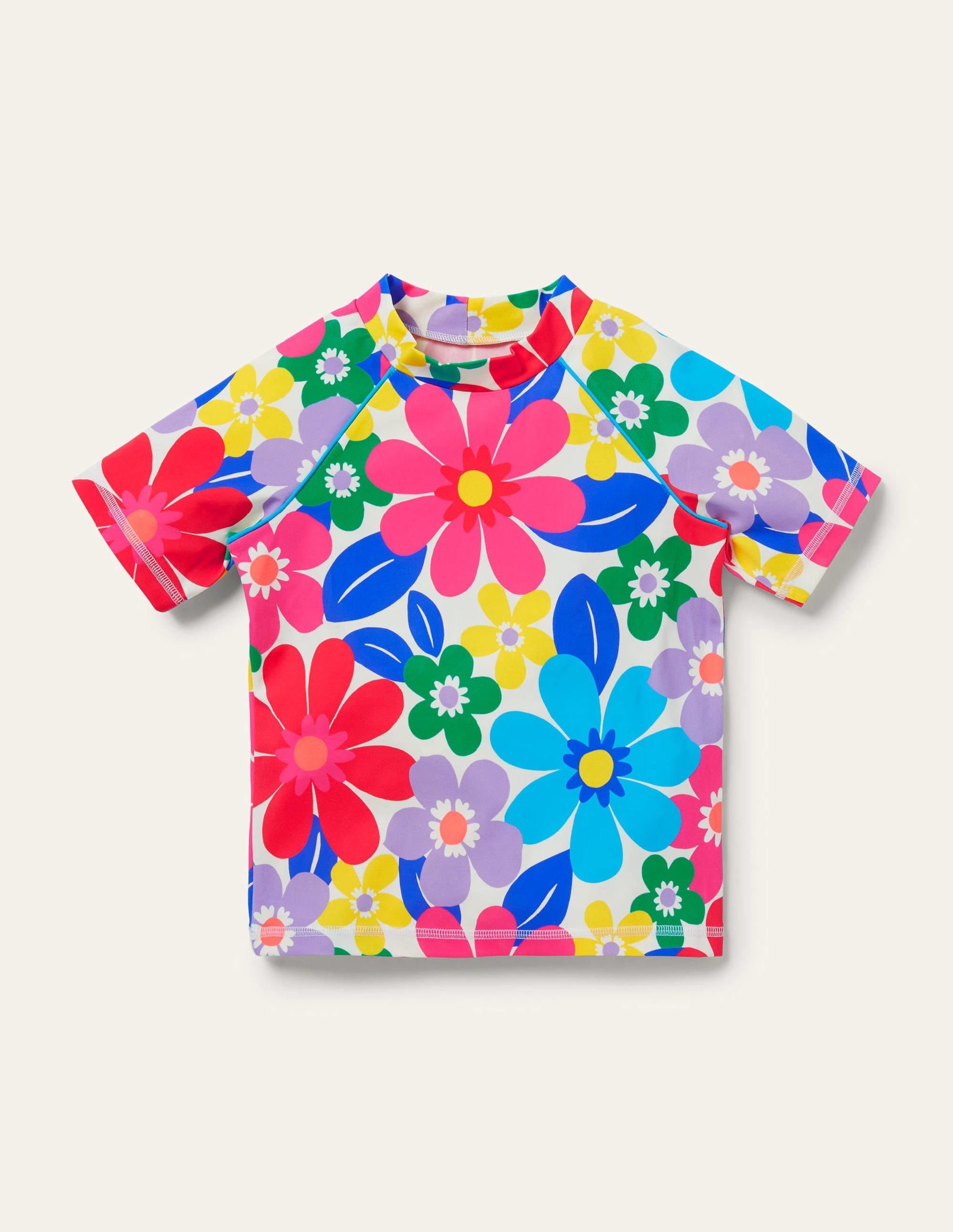 Haut de plage à manches courtes-Motif Surf Floral multi - Image 1