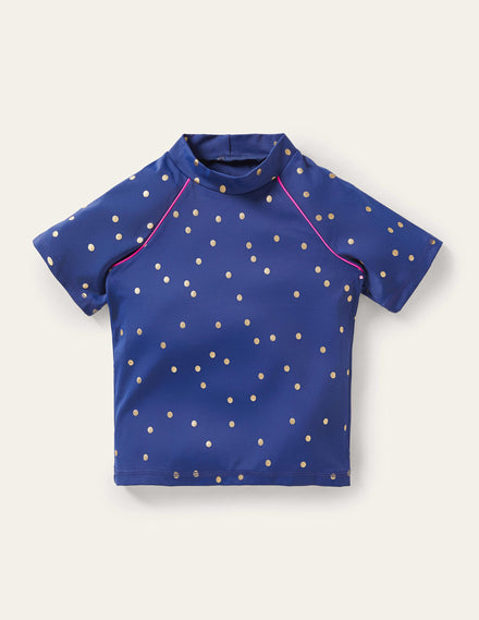 Short Sleeve Rash Vest-Harmony Blue Gold Spot