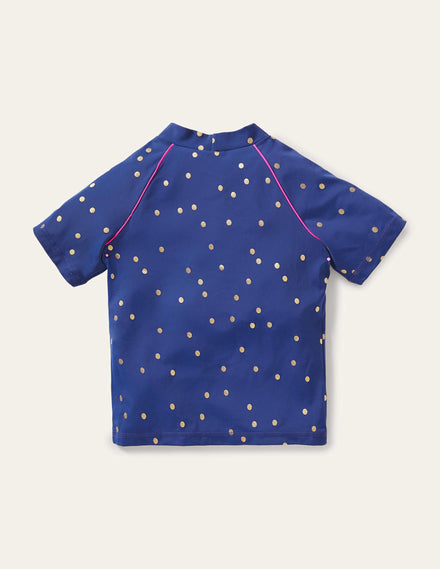 Short Sleeve Rash Vest-Harmony Blue Gold Spot