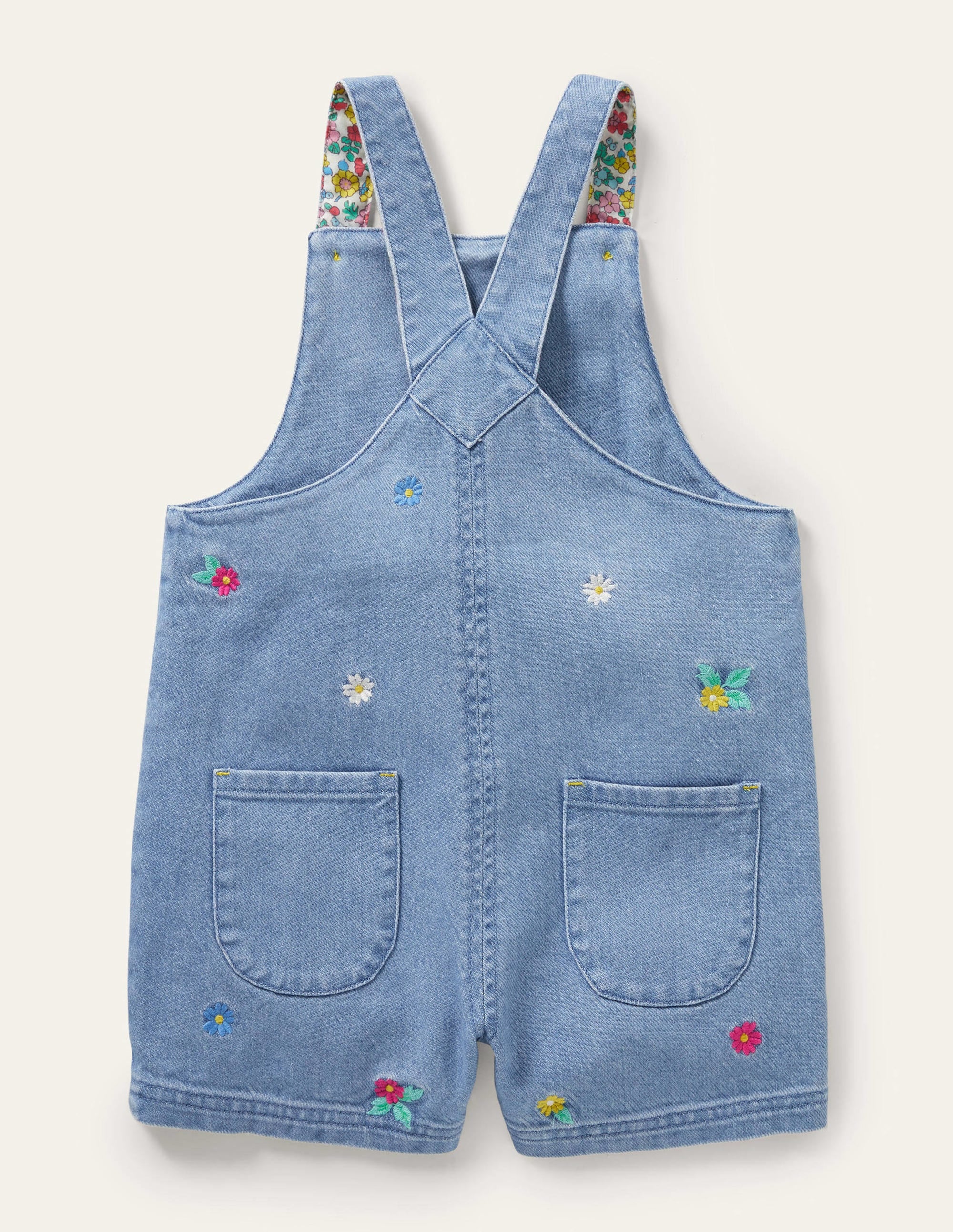 Salopette courte brodée-Denim floral vintage moyen - Image 2