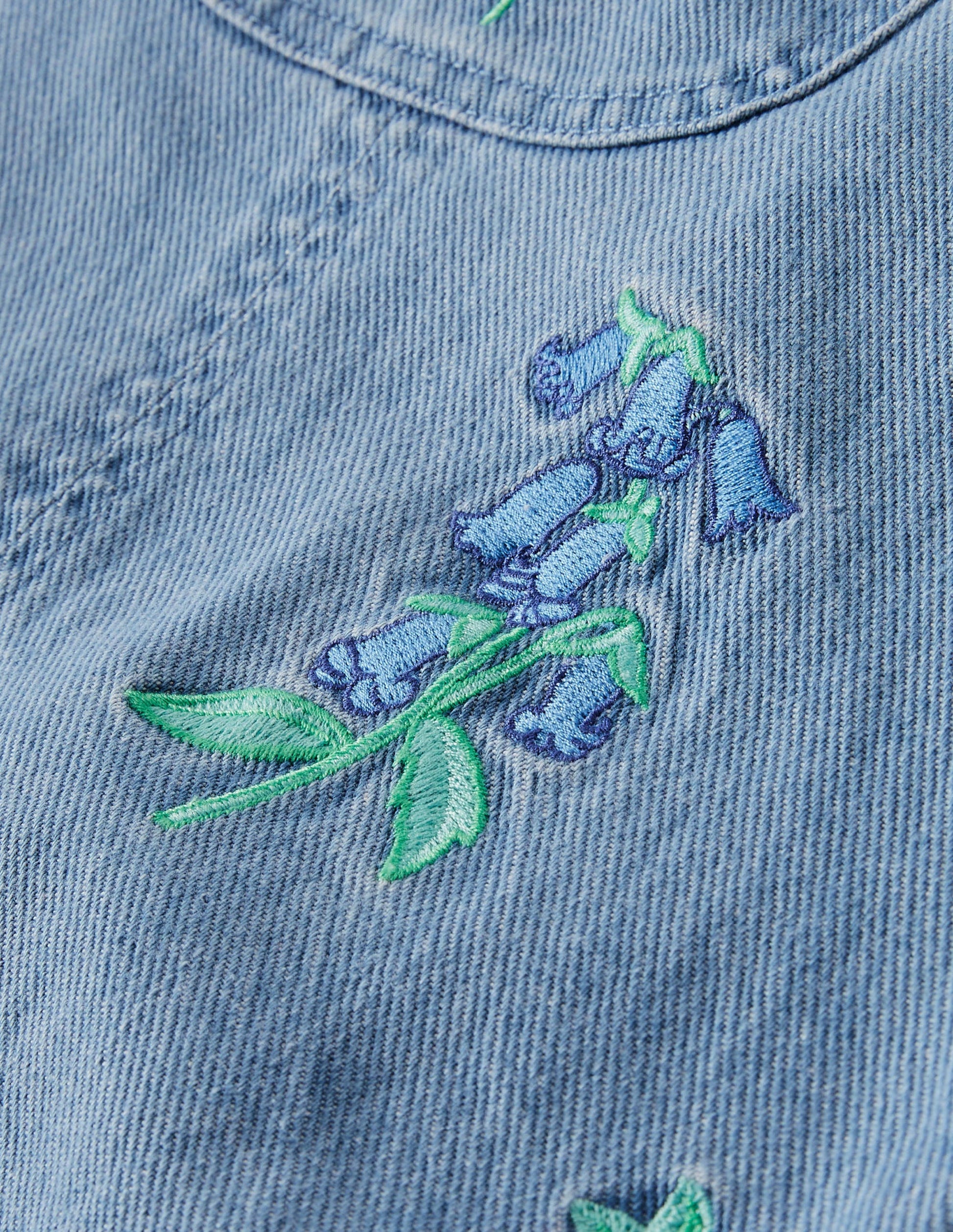 Salopette courte brodée-Denim floral vintage moyen-3