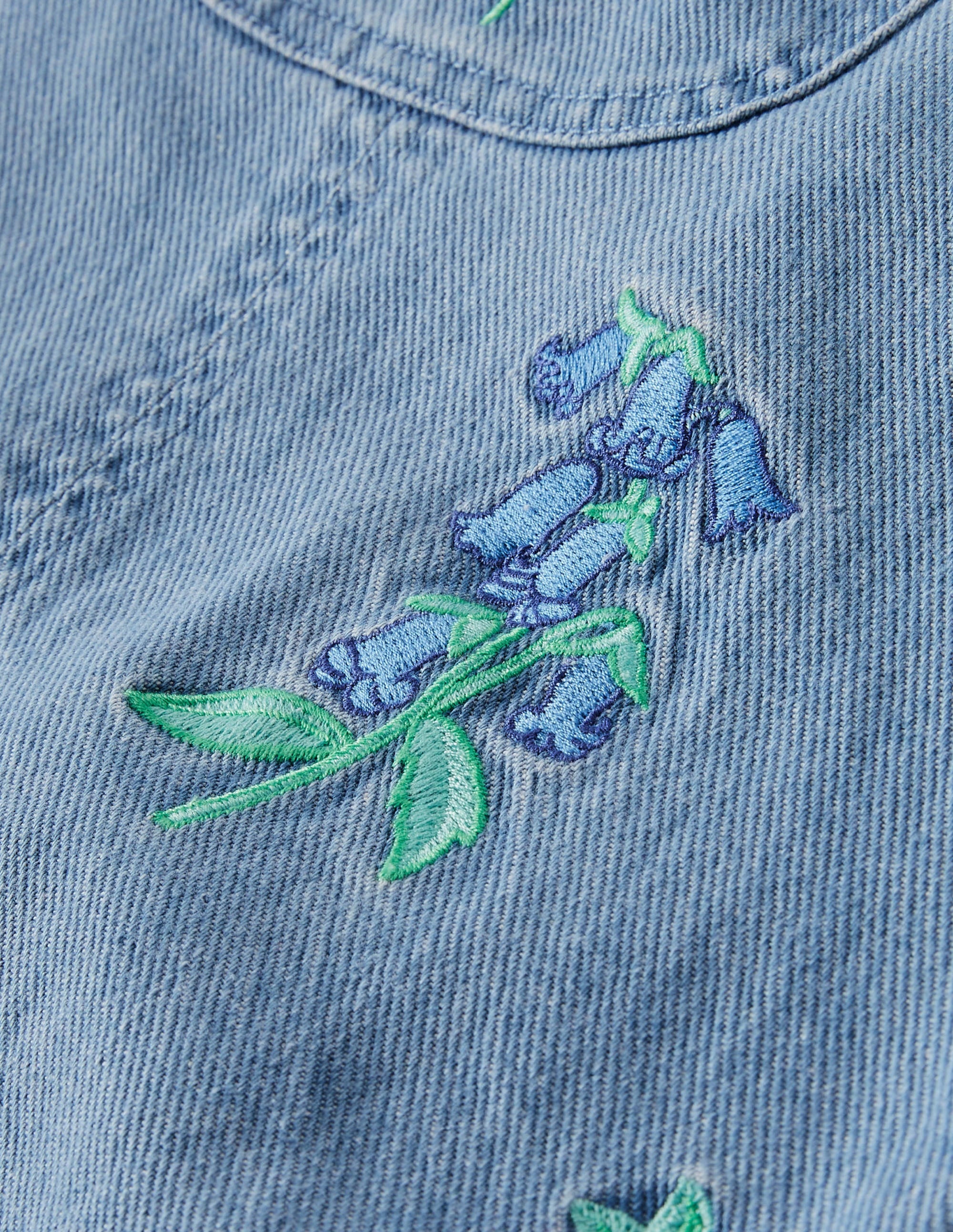 Salopette courte brodée-Denim floral vintage moyen - Image 3