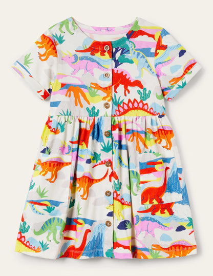 Robe boutonnée en jersey-Motif Dinosaur Sunset ivoire-2