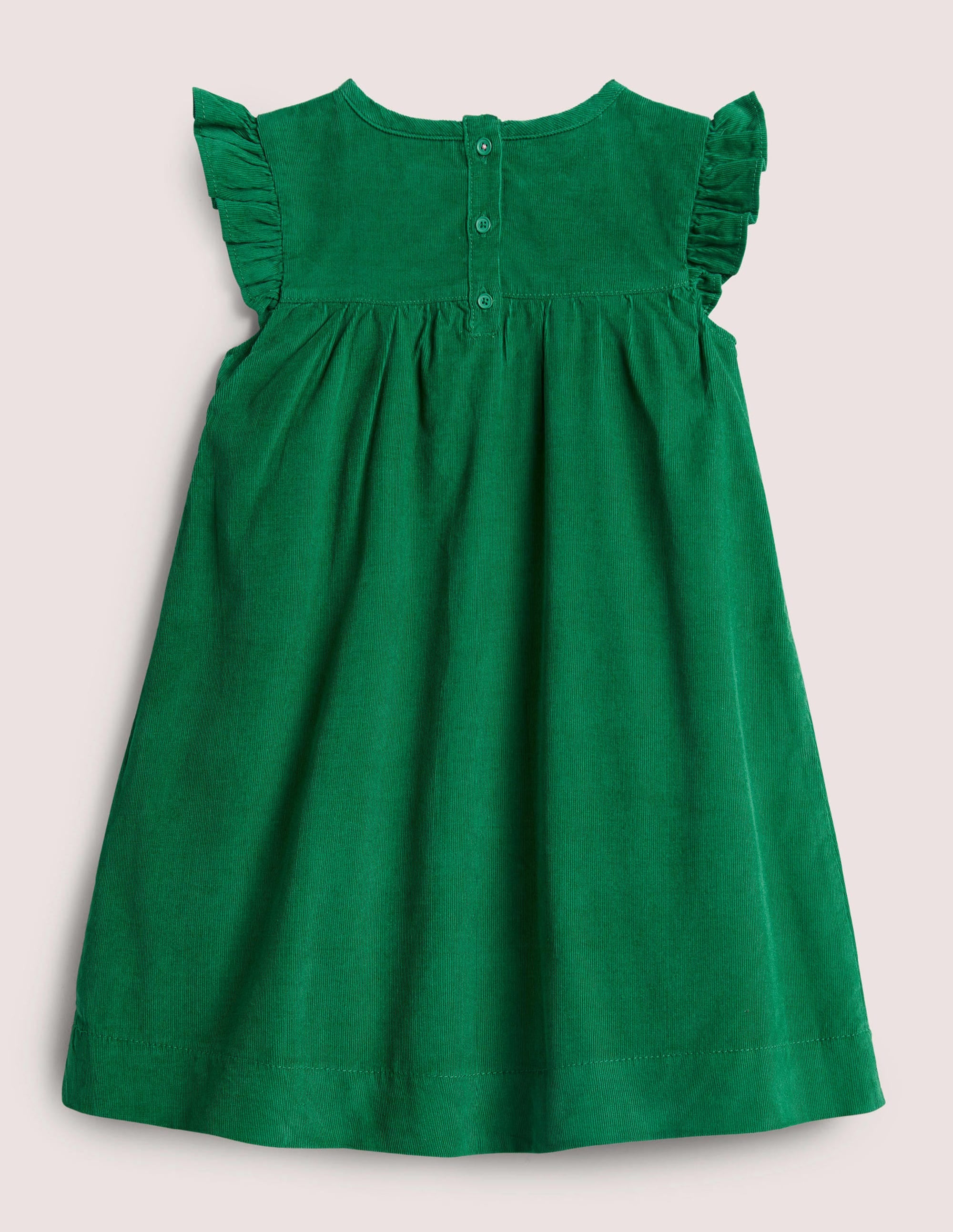 Green Love Heart Frill Sleeve Cord Dress-Olivgrün - Image 2