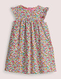 Robe simple pour tous les jours-Motif floral vintage ivoire