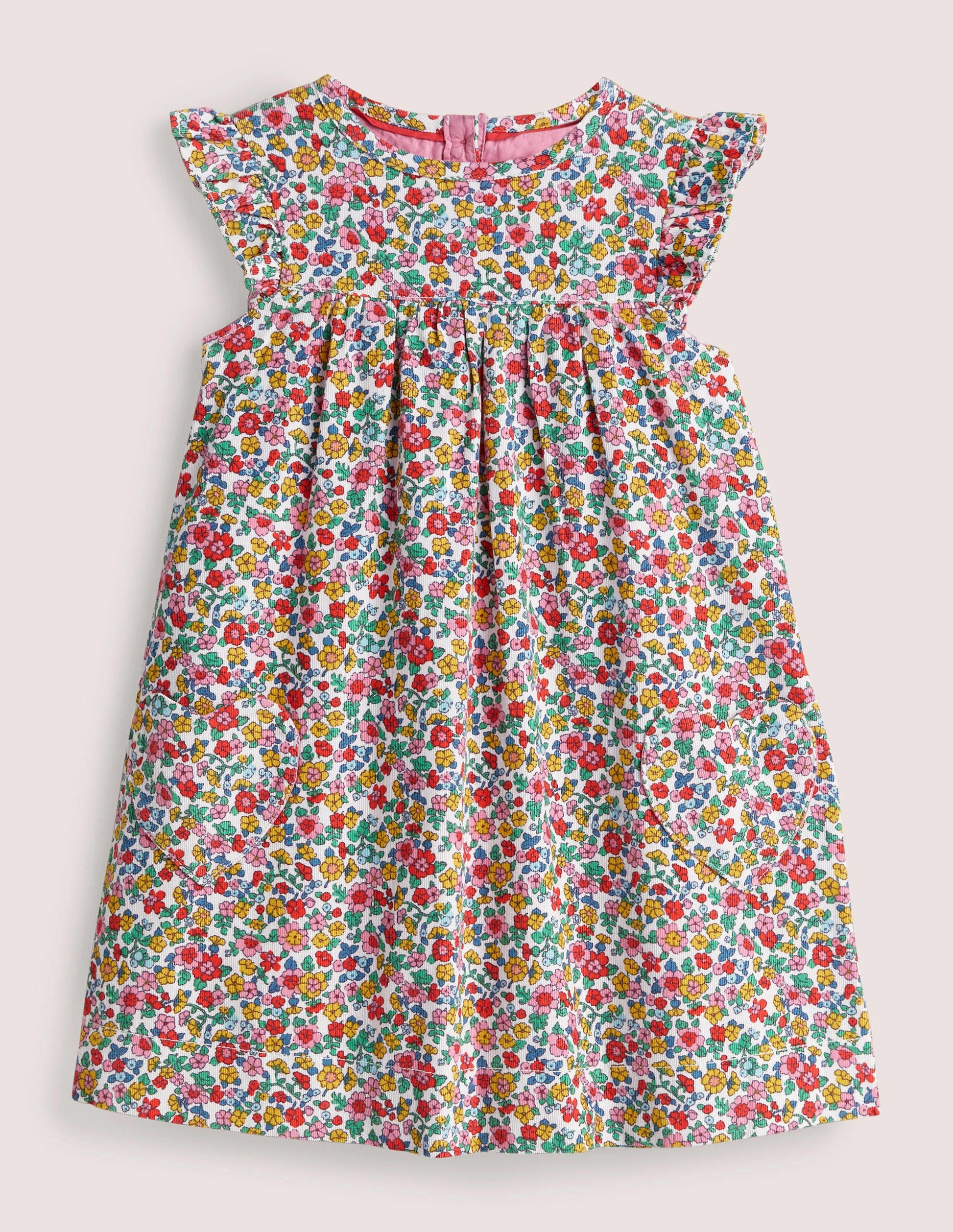 Robe simple pour tous les jours-Motif floral vintage ivoire-1