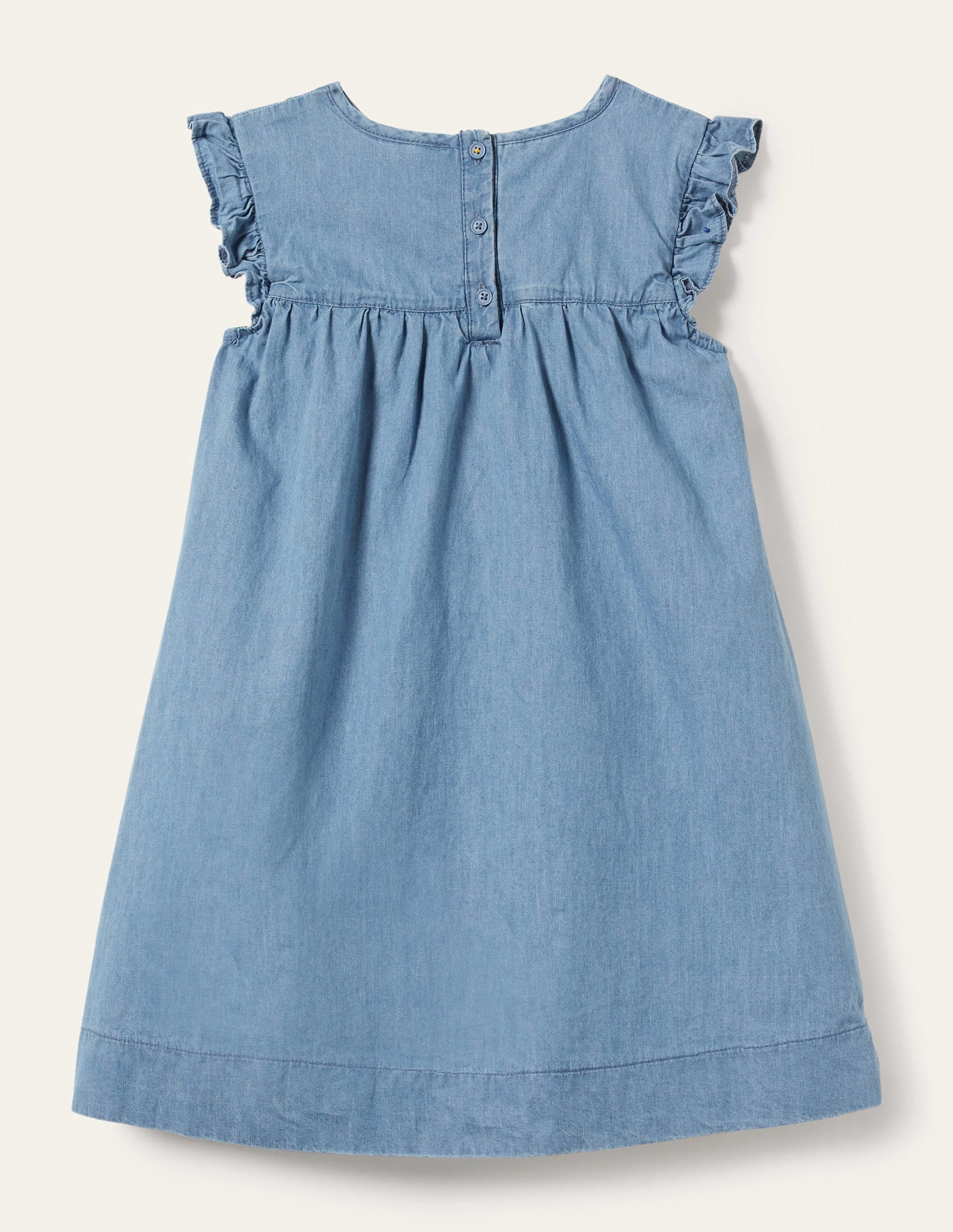 Denim Love Heart Frill Sleeve Dress-Mittleres Vintageblau, Denim - Image 2