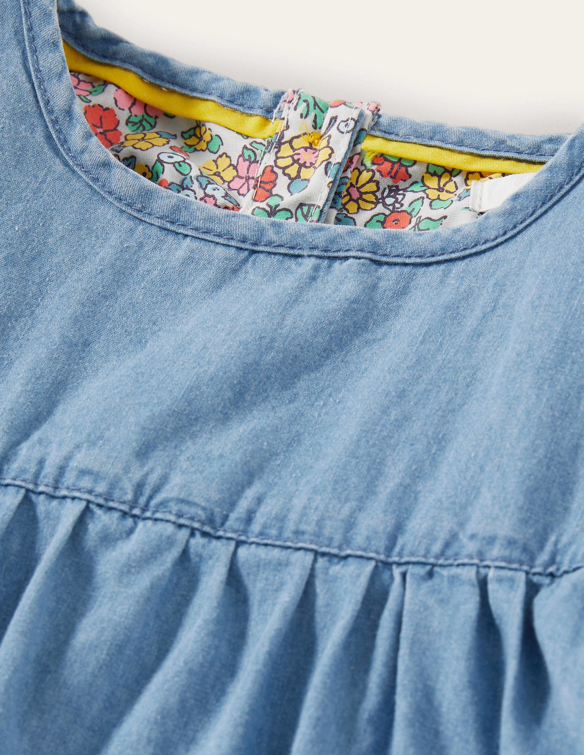 Denim Love Heart Frill Sleeve Dress-Mittleres Vintageblau, Denim-3