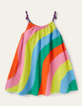 Strappy Woven Dress-Multi Rainbow Wave