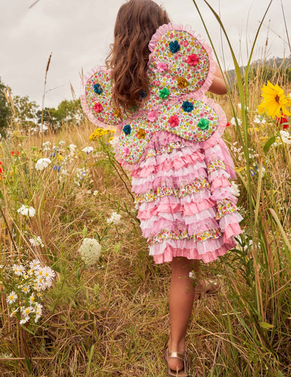 Gerüschtes Tüllkleid-Kirschblütenrosa/Naturweiß, Kleines Blumenmuster-8