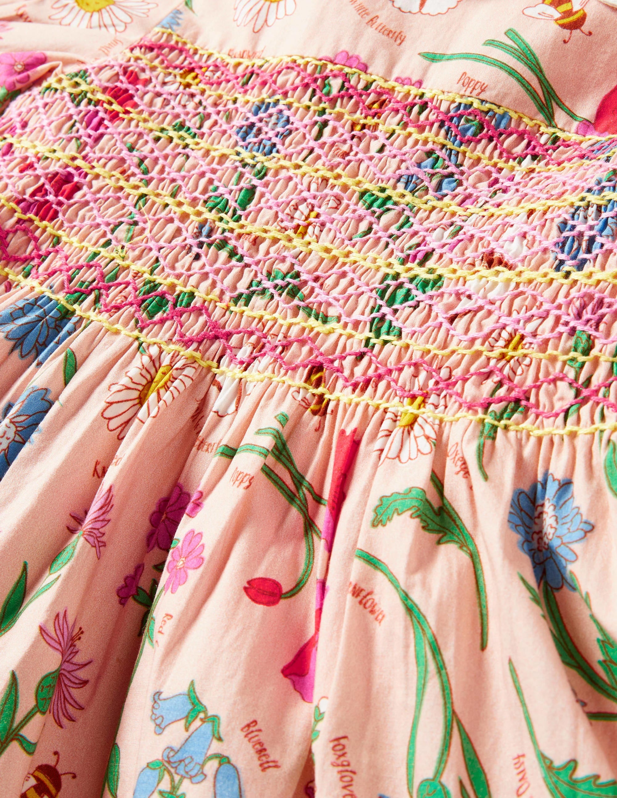 Robe à smocks-Fleurs rose Provence poudré - Image 3