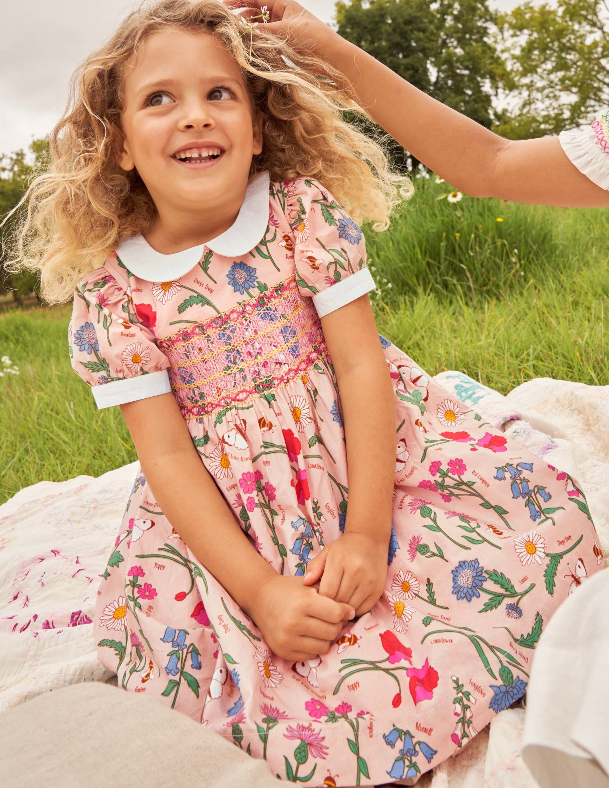 Robe à smocks-Fleurs rose Provence poudré - Image 5