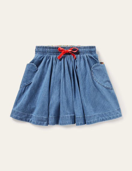Ausgestellter Webrock-Mittleres Vintageblau, Denim