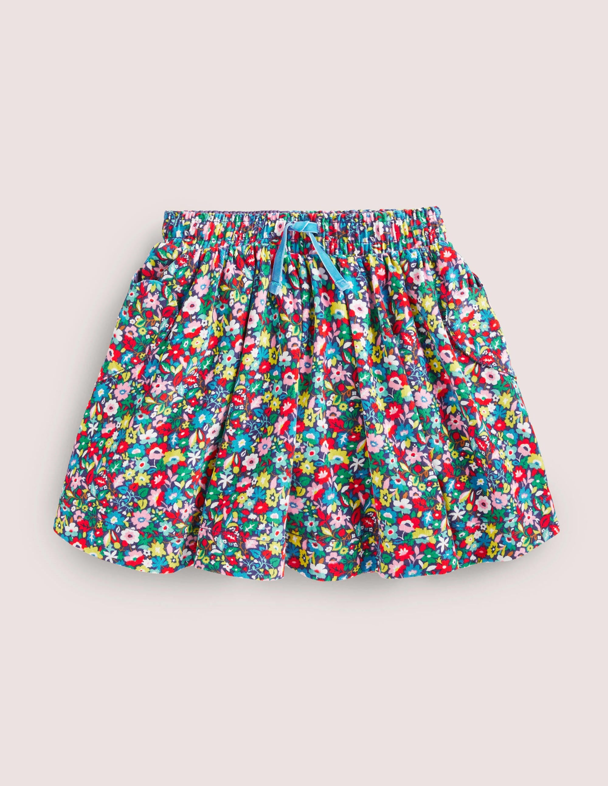 Jupe tissée tournoyante-Motif patchwork floral multi - Image 1