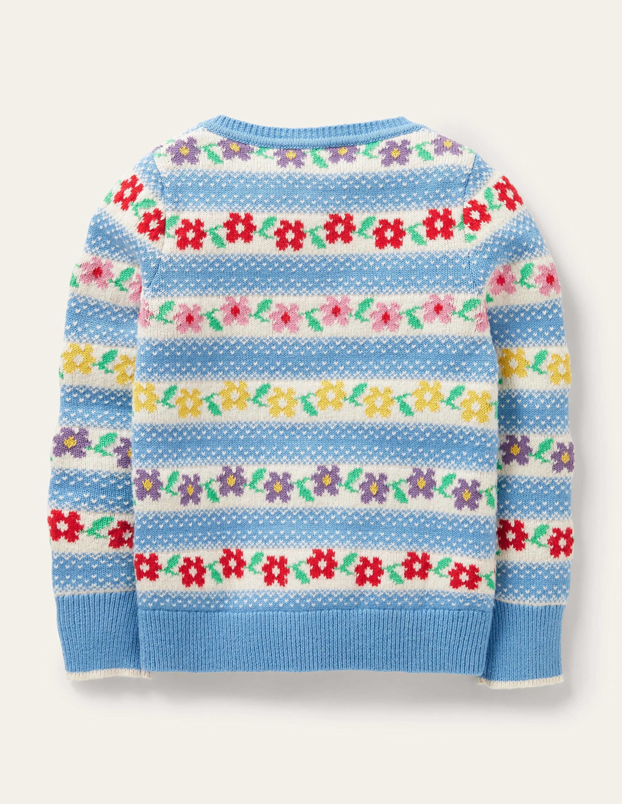 Blue Floral Fair Isle Cardigan-Motif jacquard fleur bleue - Image 2