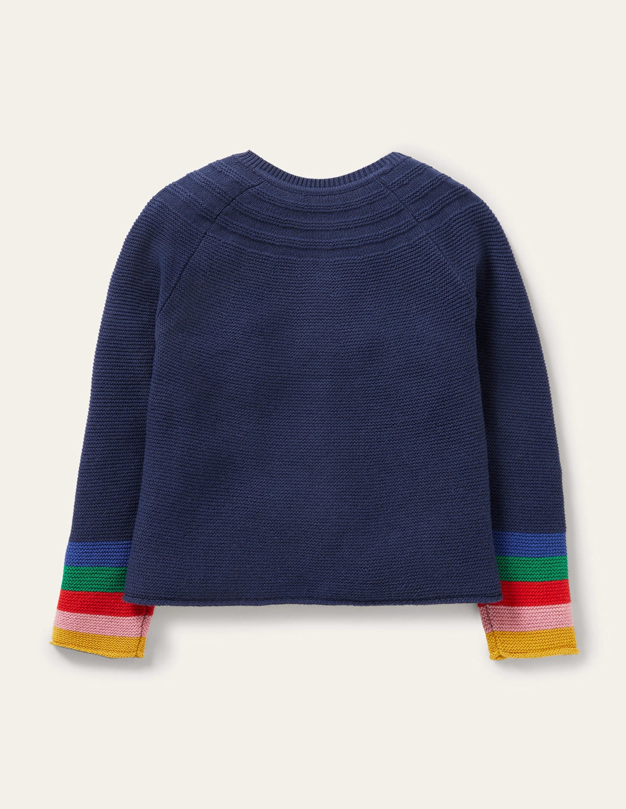 Navy Rainbow Sleeve Cashmere Blend Cardigan-Schuluniform-Navy, Regenbogen - Image 2