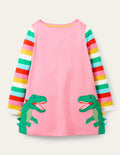 Tunique à appliqué fun-Dinosaure limonade rose