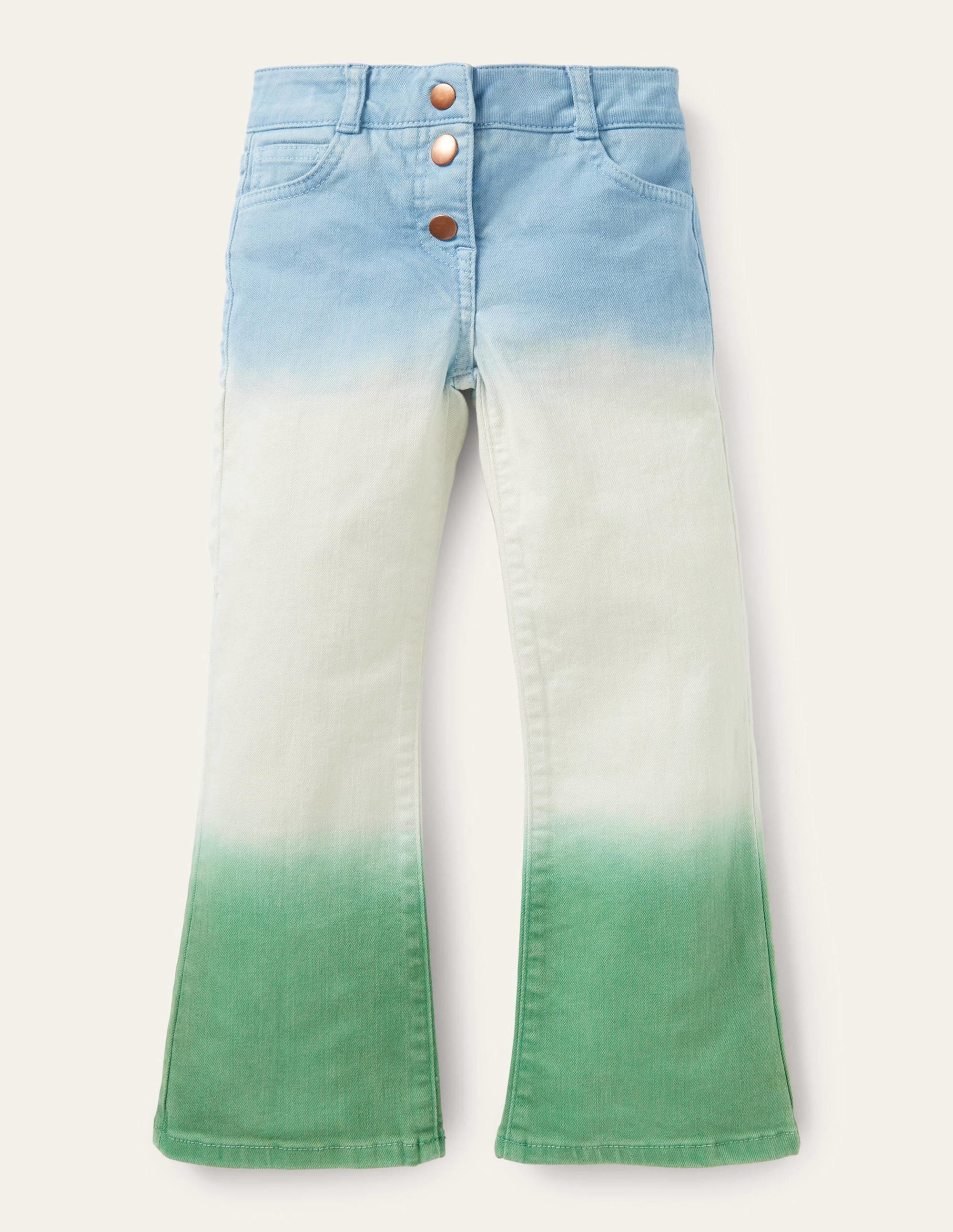 Jeans mit Schlag-Surfbrett-Blau/Grün, Schimmernd - Image 1