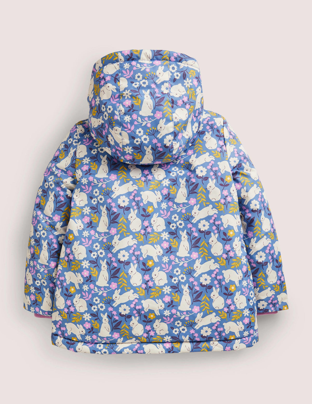 Blue Bunny Print Sherpa-Lined Anorak-Rivierablau, Häschen im Feld-2