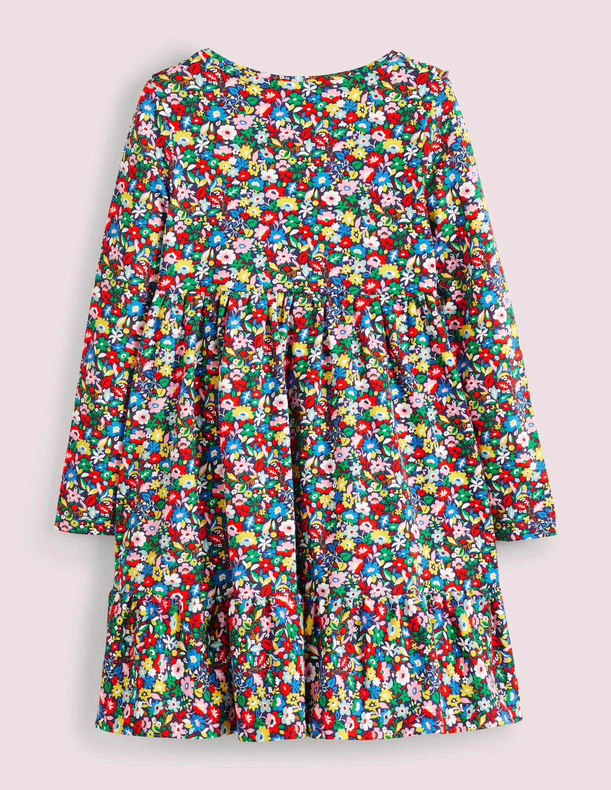 Gestuftes Jerseykleid mit Rüschen-Bunt, Patchwork-Blumen-2