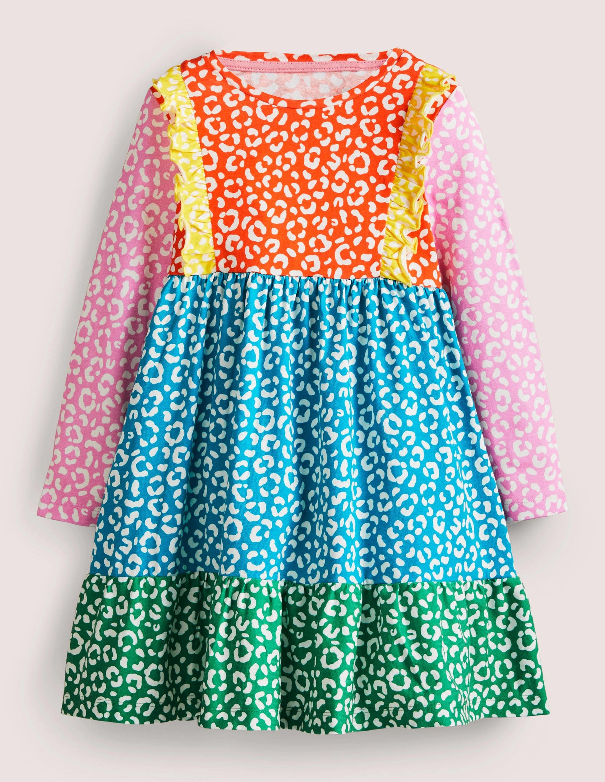 Robe en jersey à volants-Léopard multi-1