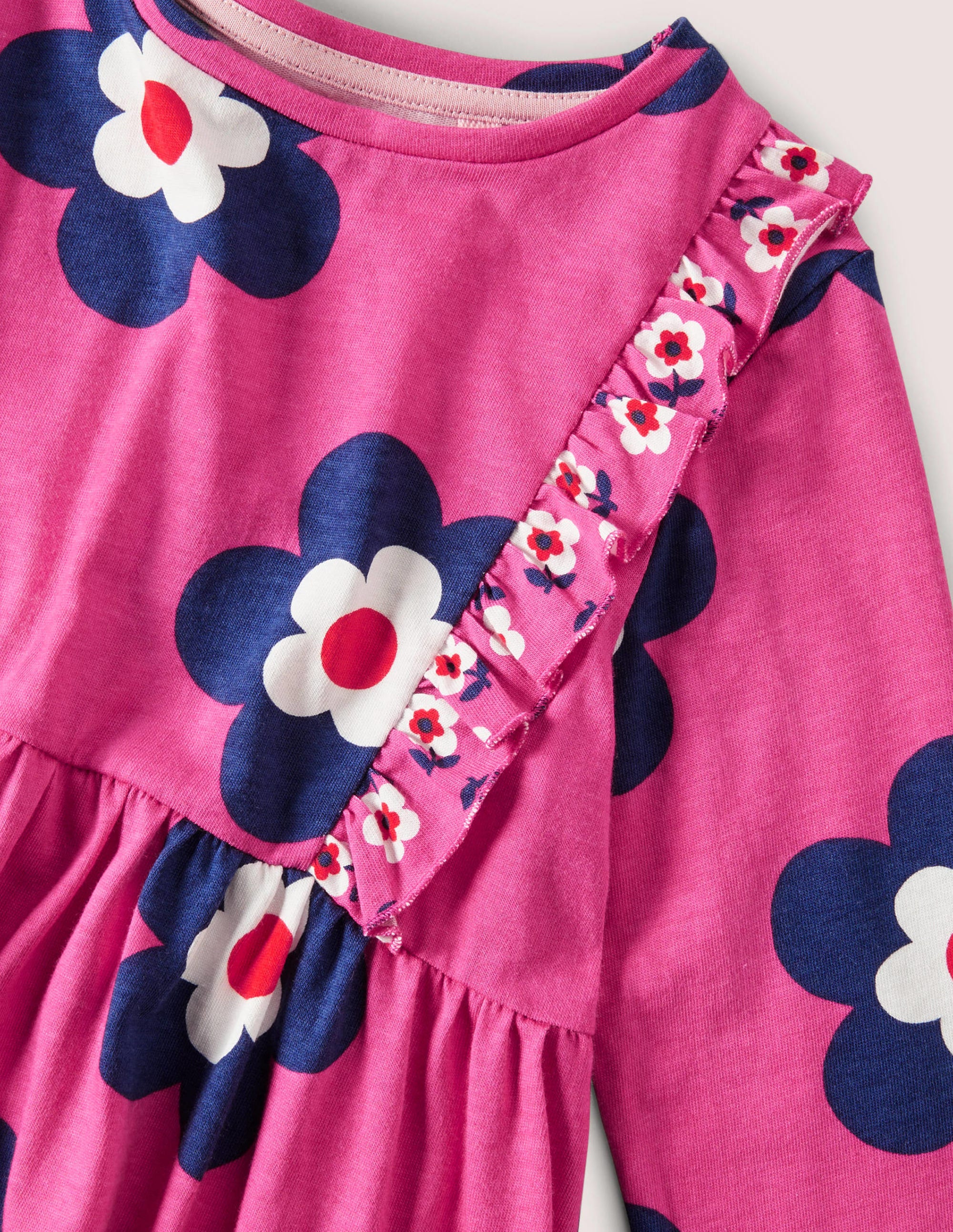 Robe en jersey à volants-Pâquerette rose œillet de poète - Image 3