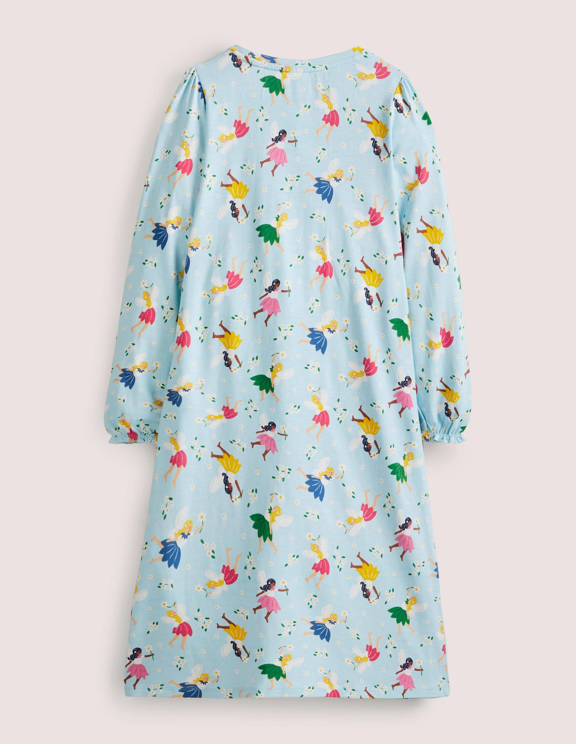 Blue Fairy Print Long-sleeved Cotton Nightie-Neptunblau, Feen - Image 2