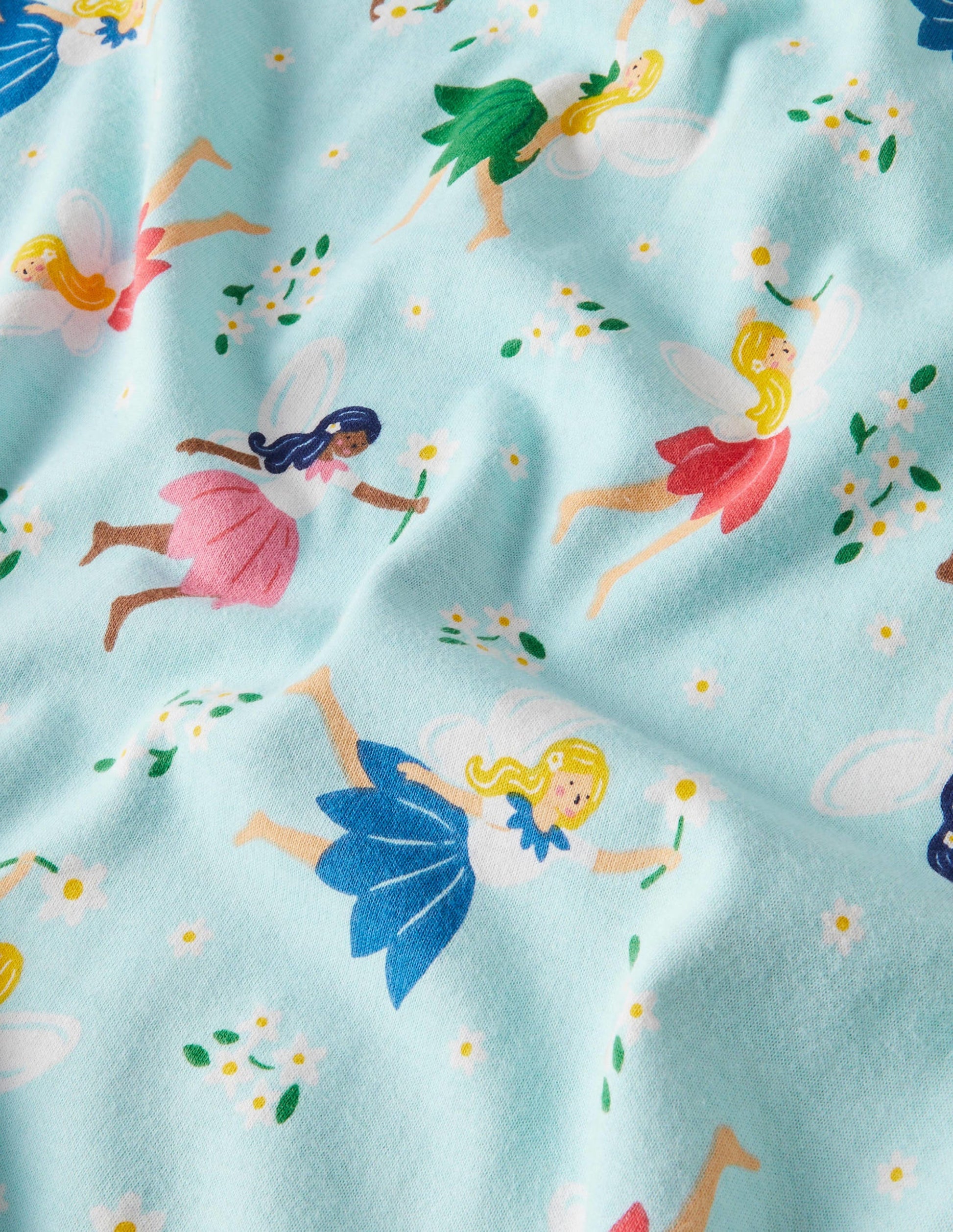 Blue Fairy Print Long-sleeved Cotton Nightie-Neptunblau, Feen-3