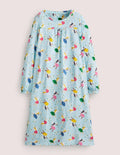 Blue Fairy Print Long-sleeved Cotton Nightie-Neptunblau, Feen