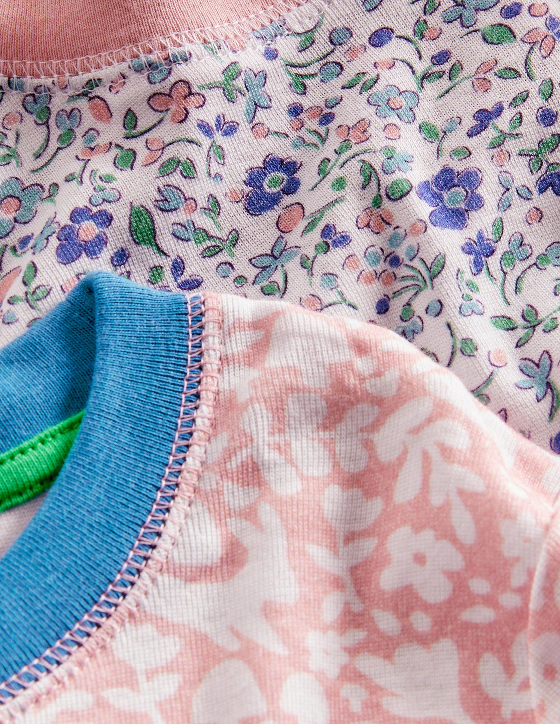 2 bas de pyjamas longs-Motif petites fleurs ivoire/rose boto-3