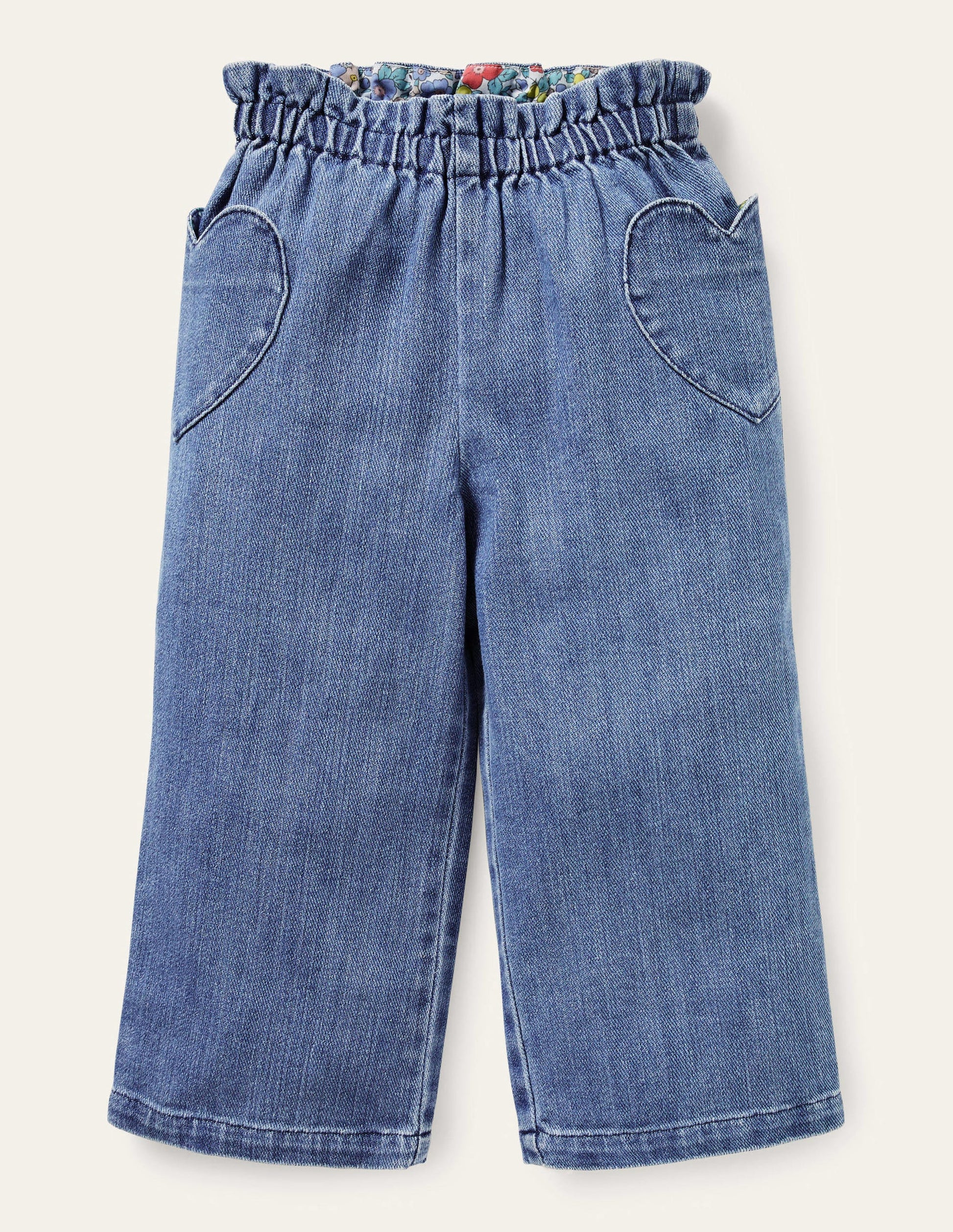 Pantalon large à enfiler-Denim vintage moyen-1