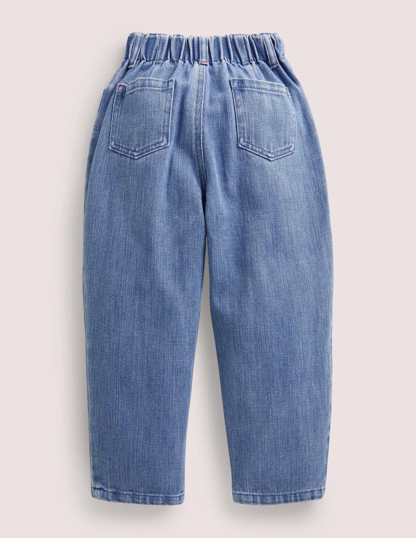 Barrel-Jeans-Mittleres Vintageblau, Denim