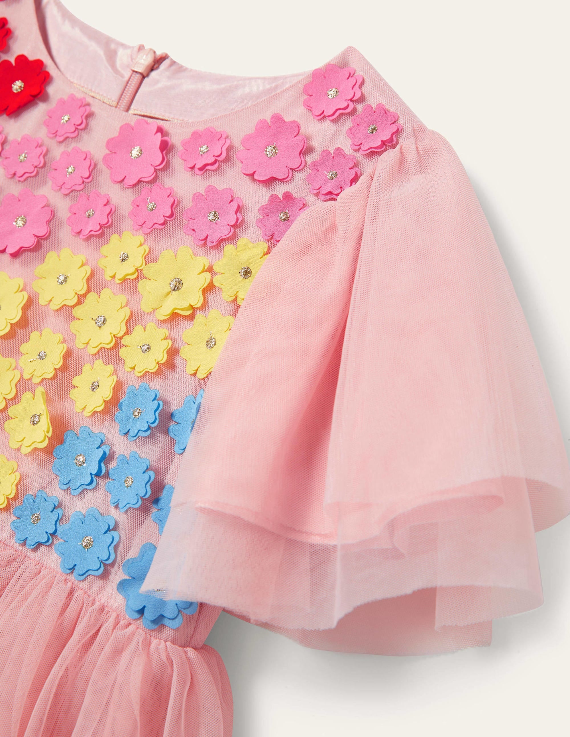 Gestuftes Tüllkleid mit Applikation-Provence-Altrosa, Blumen - Image 3