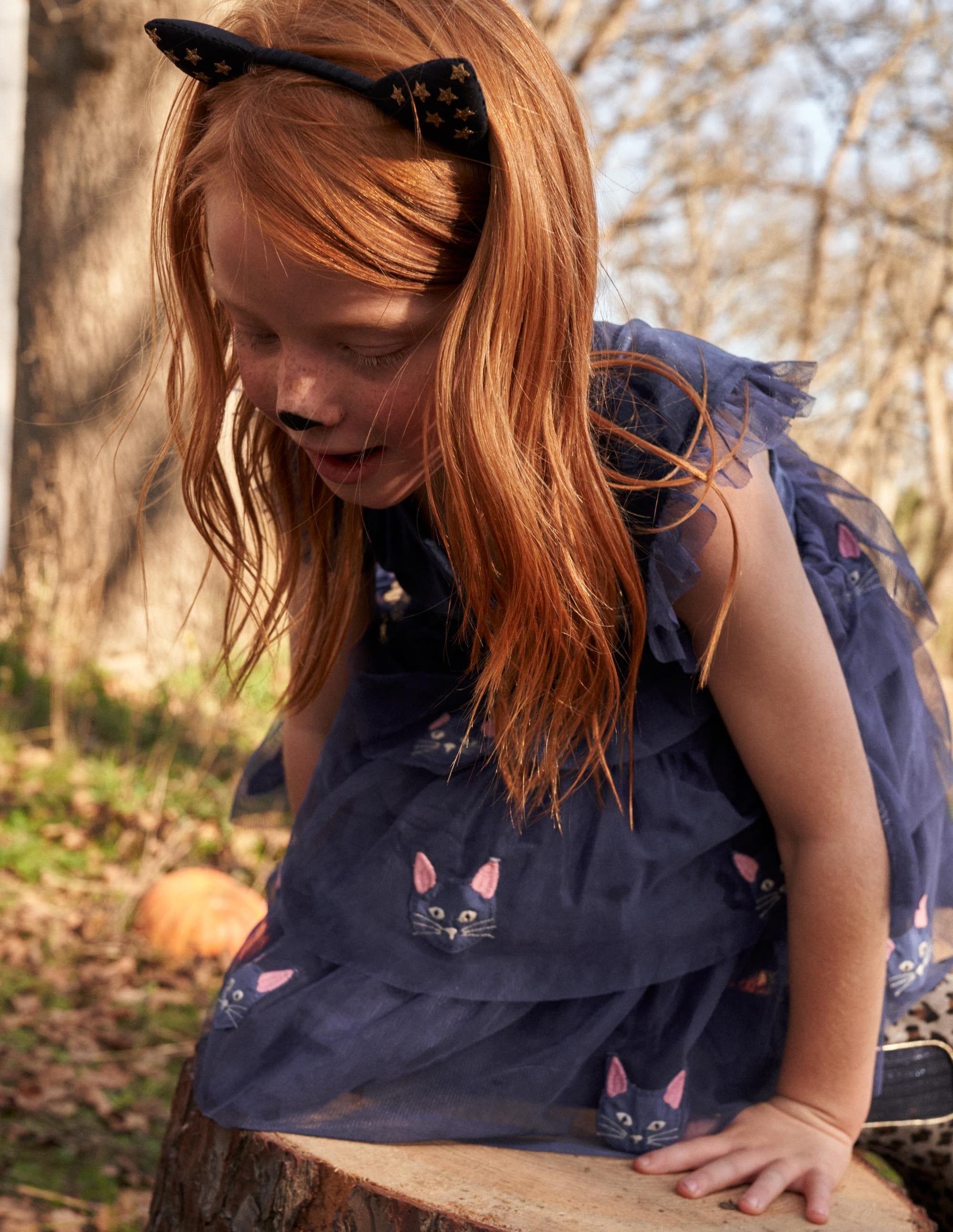 Tulle Appliqué Halloween Dress-Starboard Blue Cat - Image 4