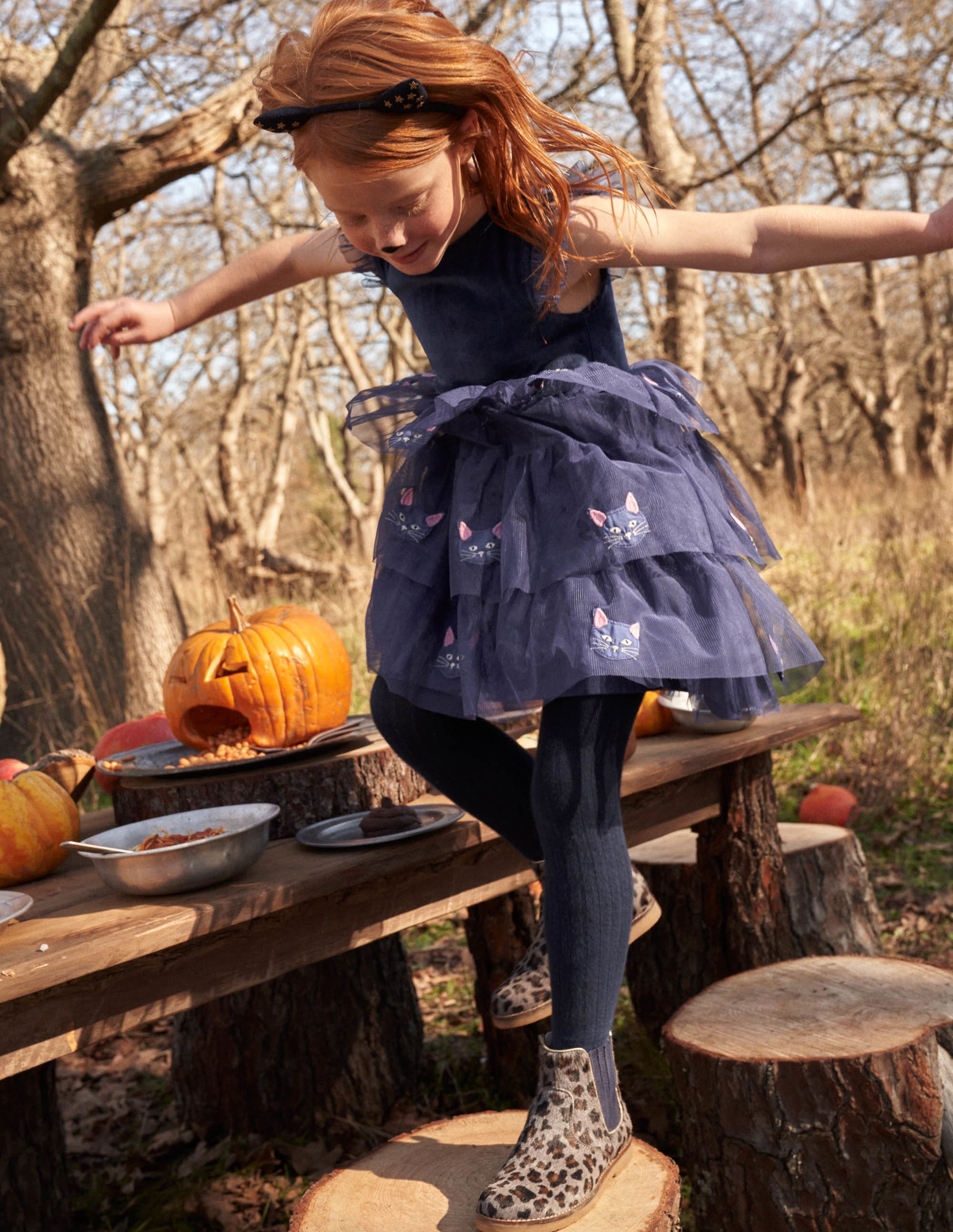 Tulle Appliqué Halloween Dress-Starboard Blue Cat - Image 7