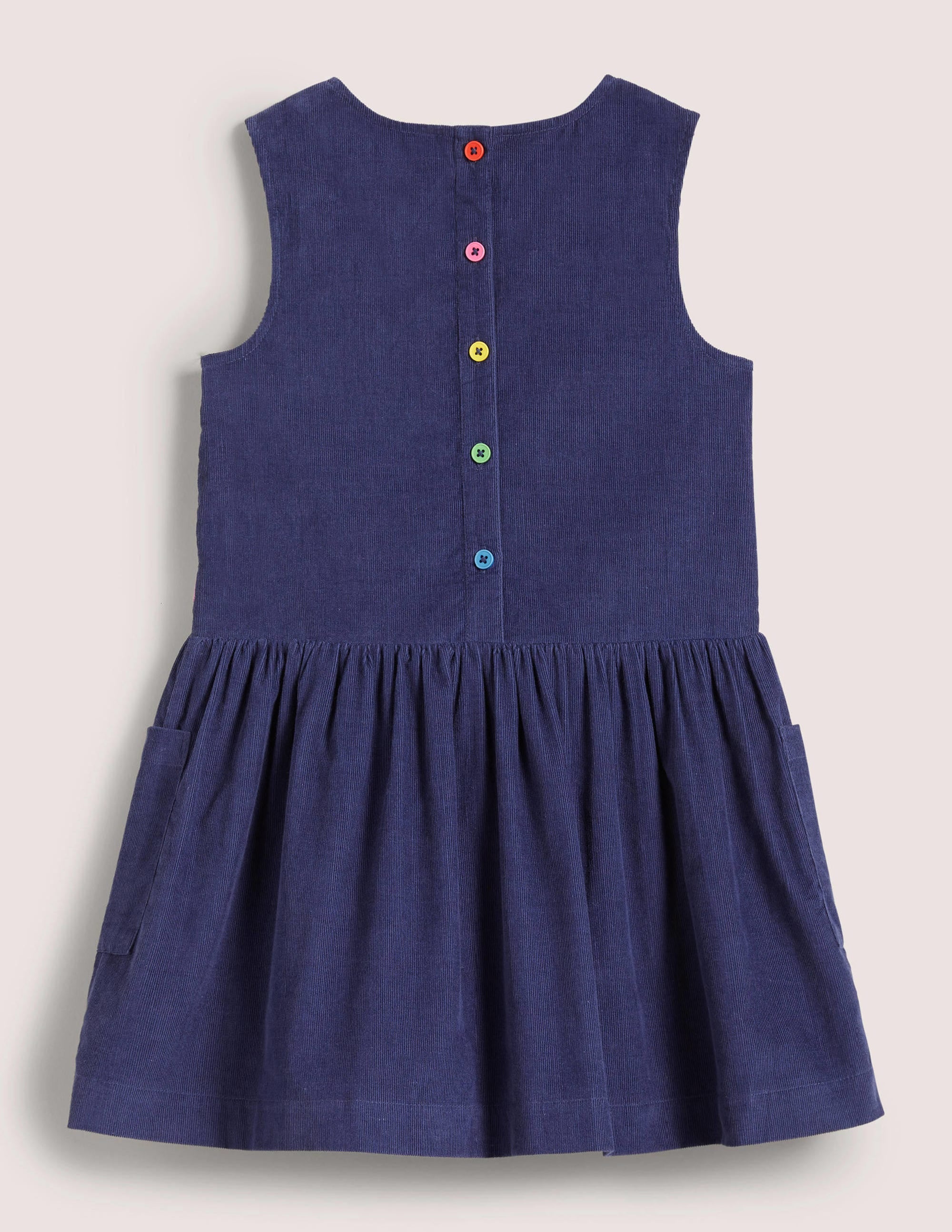 Navy Unicorn Embroidered Pinafore Dress-Schuluniform-Navy, Einhorn - Image 2