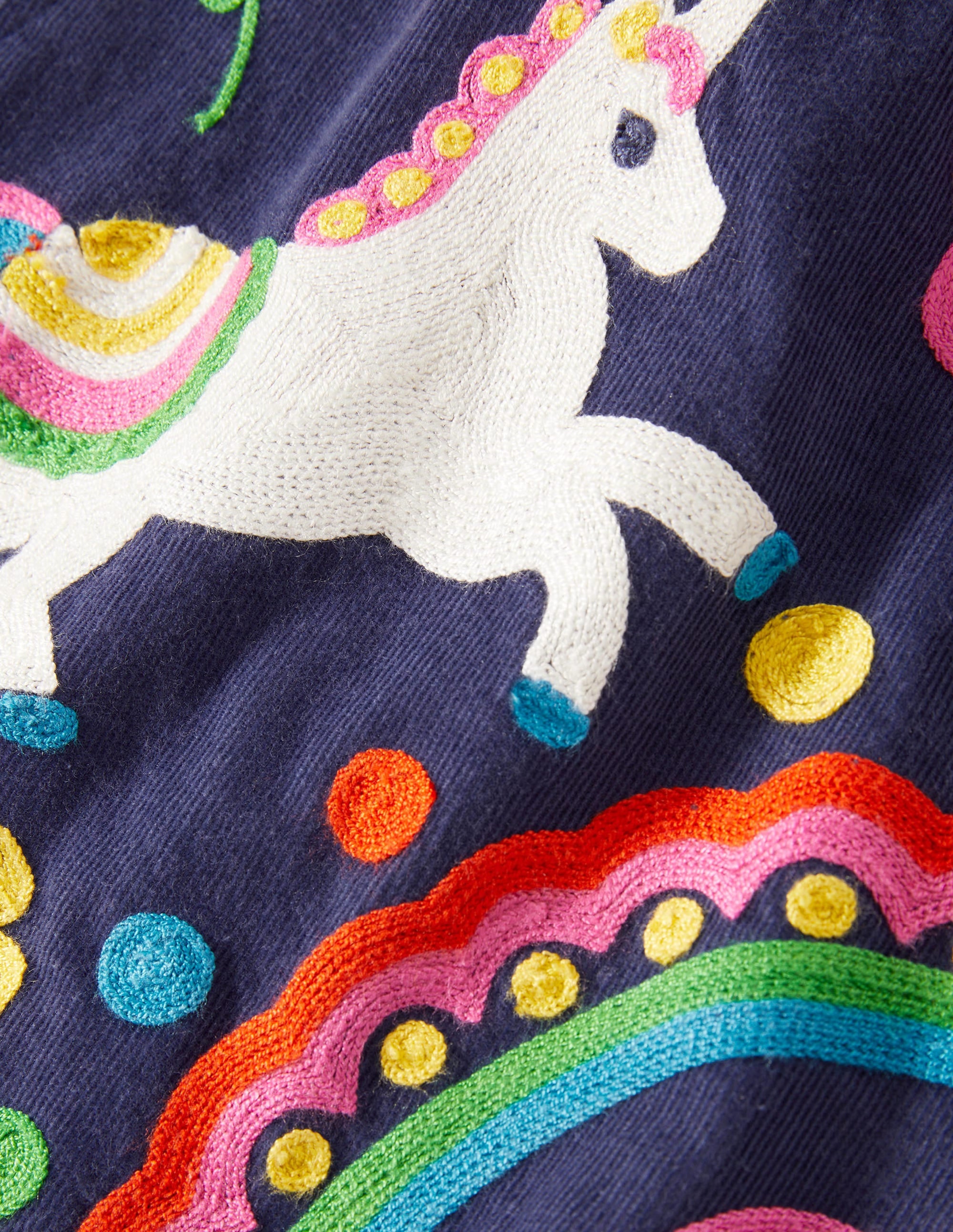 Navy Unicorn Embroidered Pinafore Dress-Schuluniform-Navy, Einhorn - Image 3