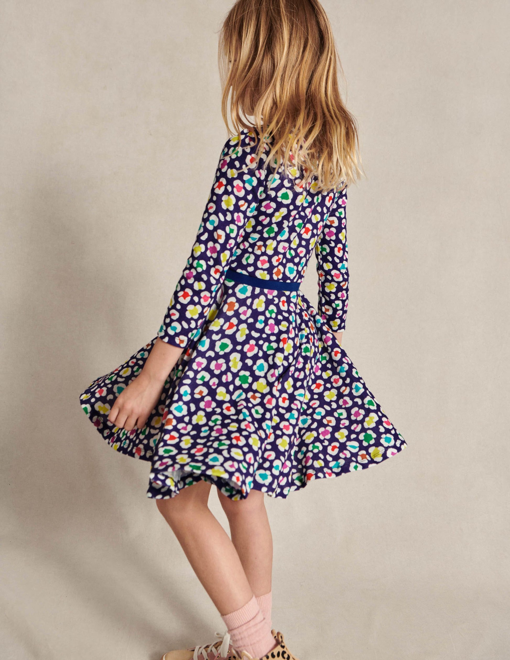 Skaterkleid mit Tellerrock-Segelblau, Leopard-5