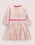 Robe patineuse à volants-Cœurs rose boto