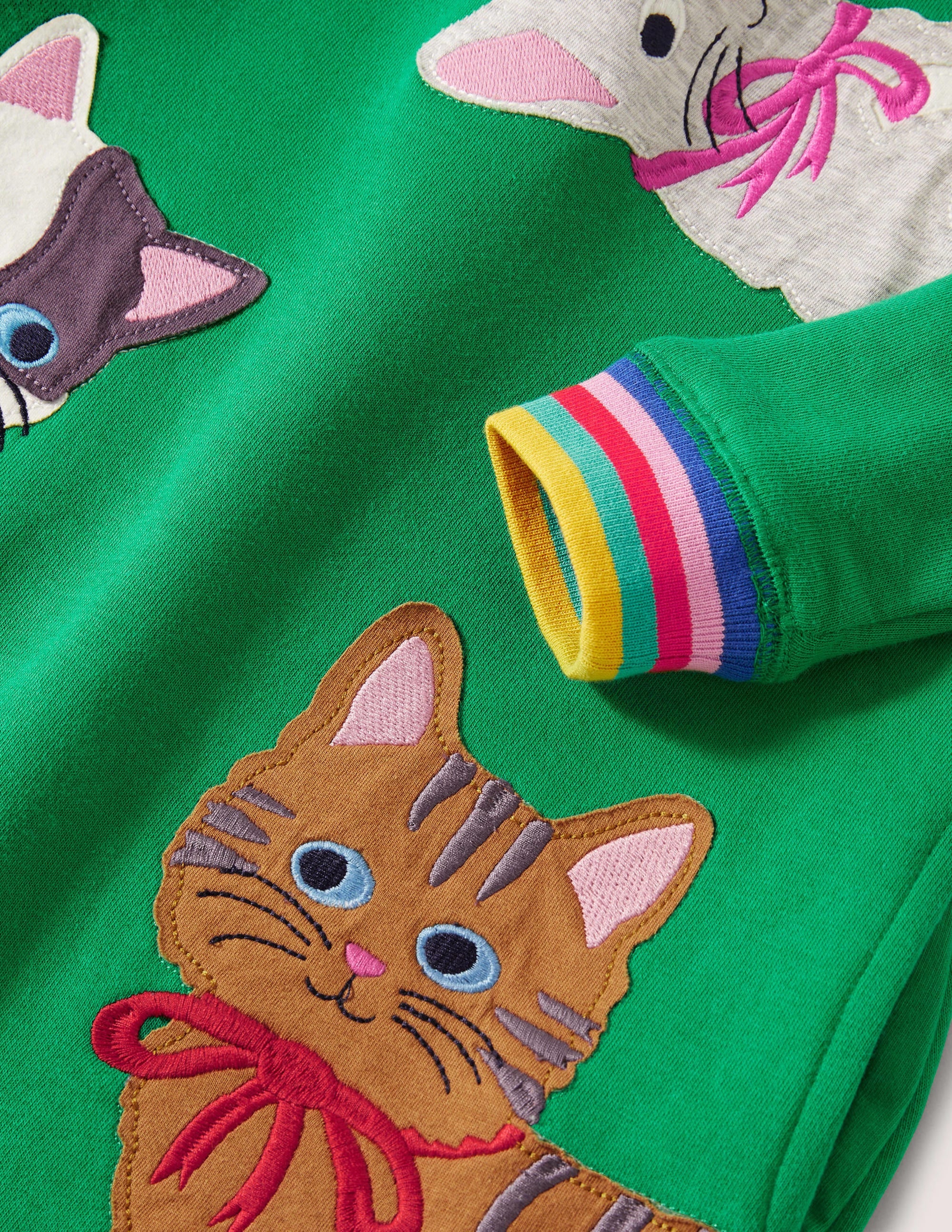 Green Rainbow Cat Print Sweatshirt Dress-Schottengrün, Katzen - Image 3
