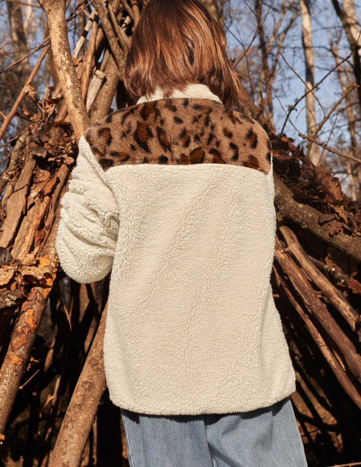 Borg-Jacke-Naturweiß, Leopardenmuster/Blockfarben - Image 7