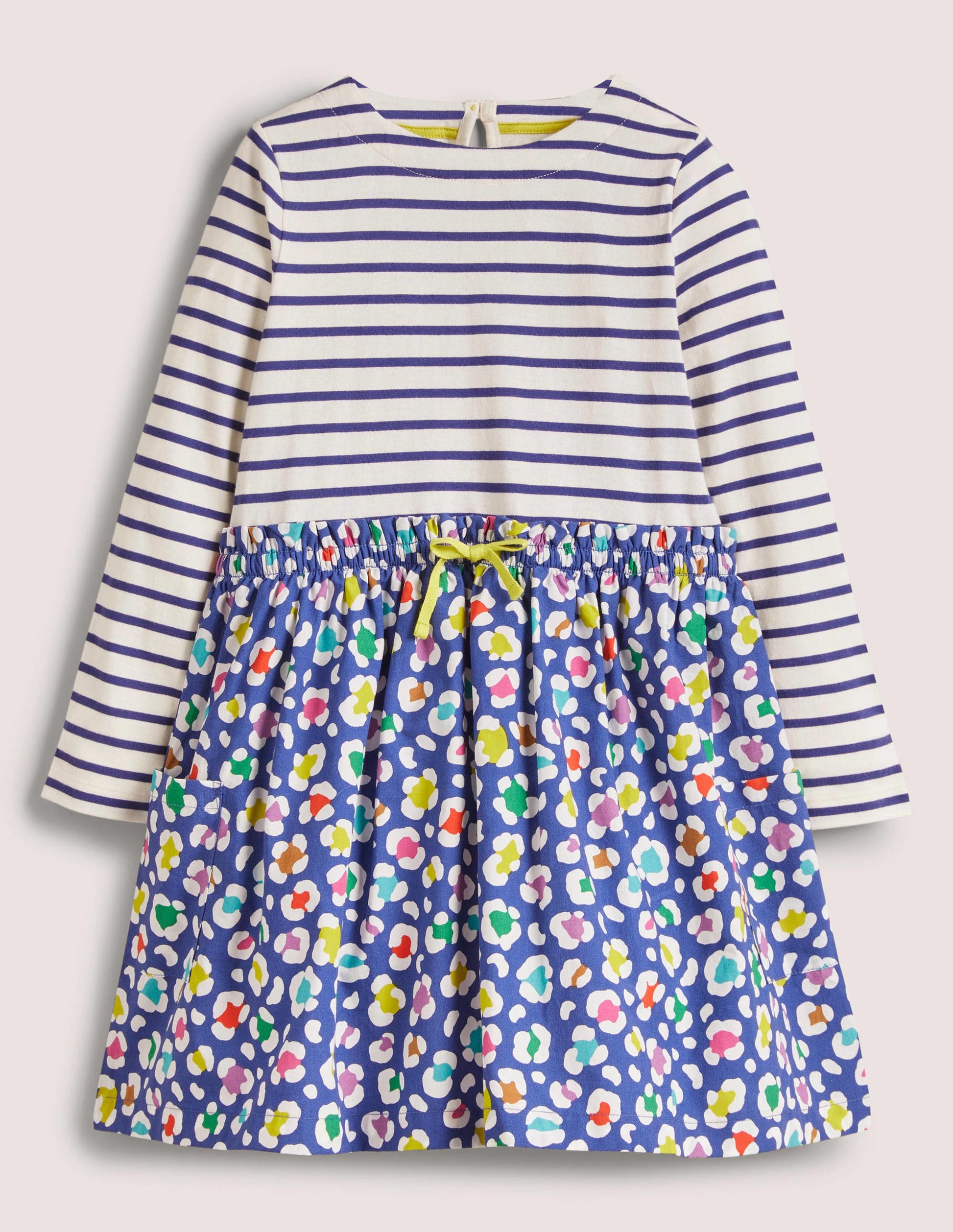 Kleid mit Mustermix-Segelblau/Bunt, Leopard-1