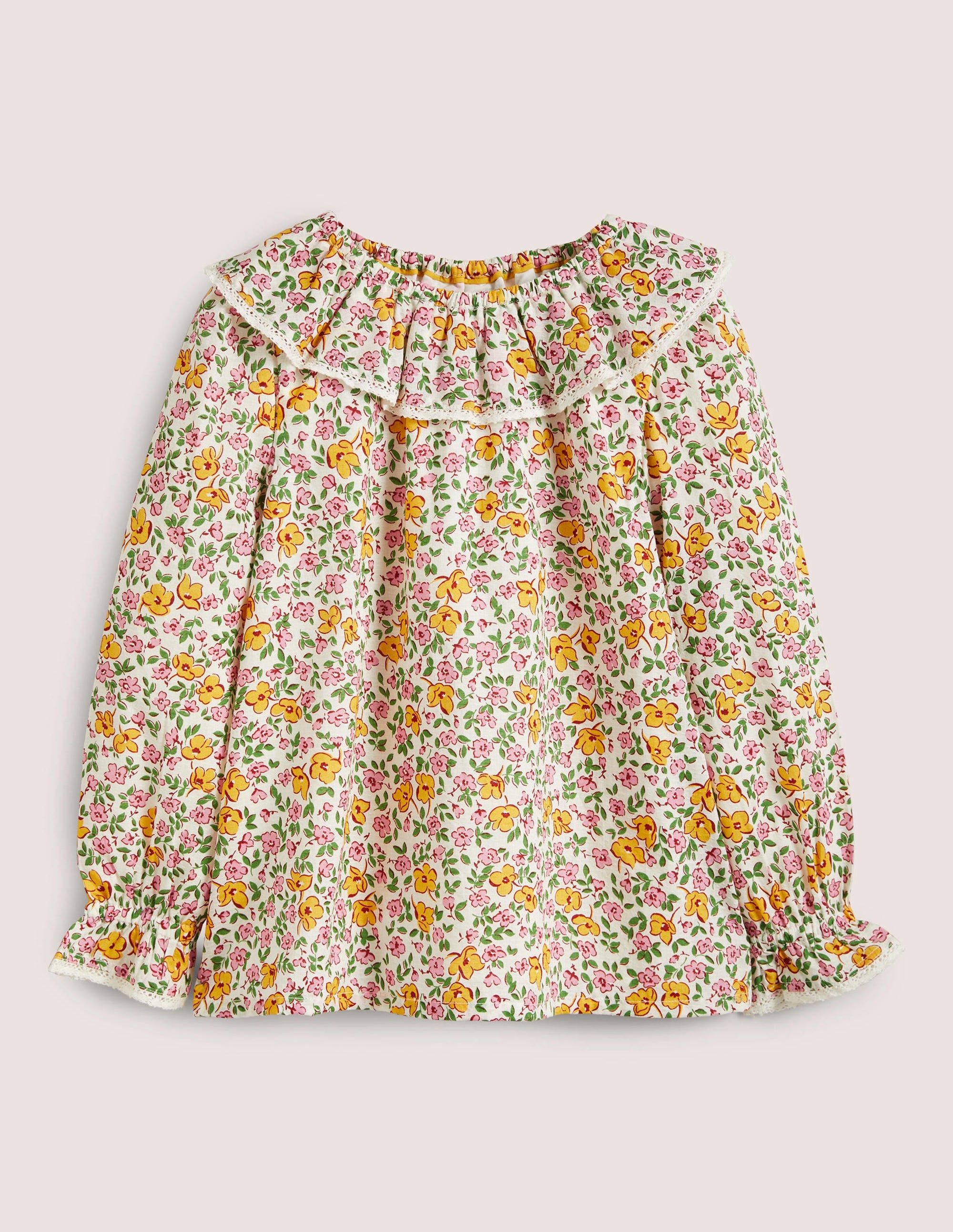 Weboberteil mit Muschelkragen-Vanille, Vintage-Blumenmuster - Image 1