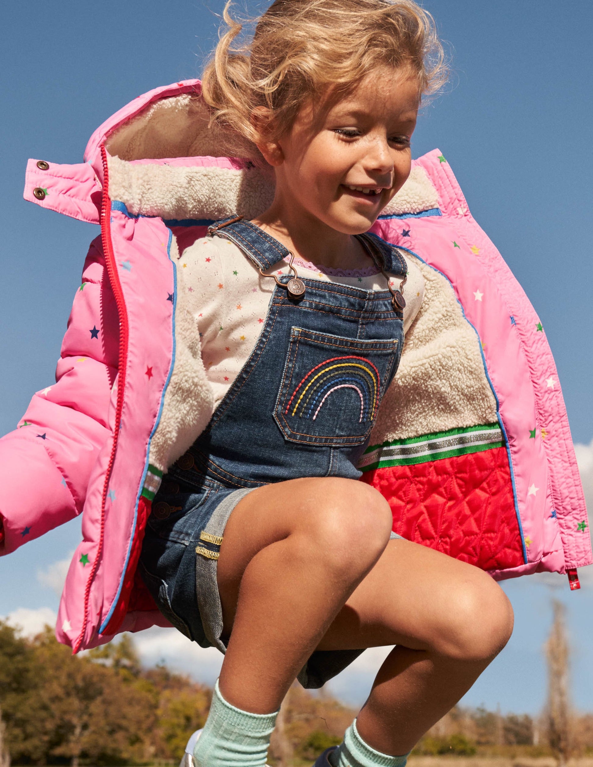 Pink Star Print Hooded Puffer Jacket-Bright Petal Pink Multi Star-6